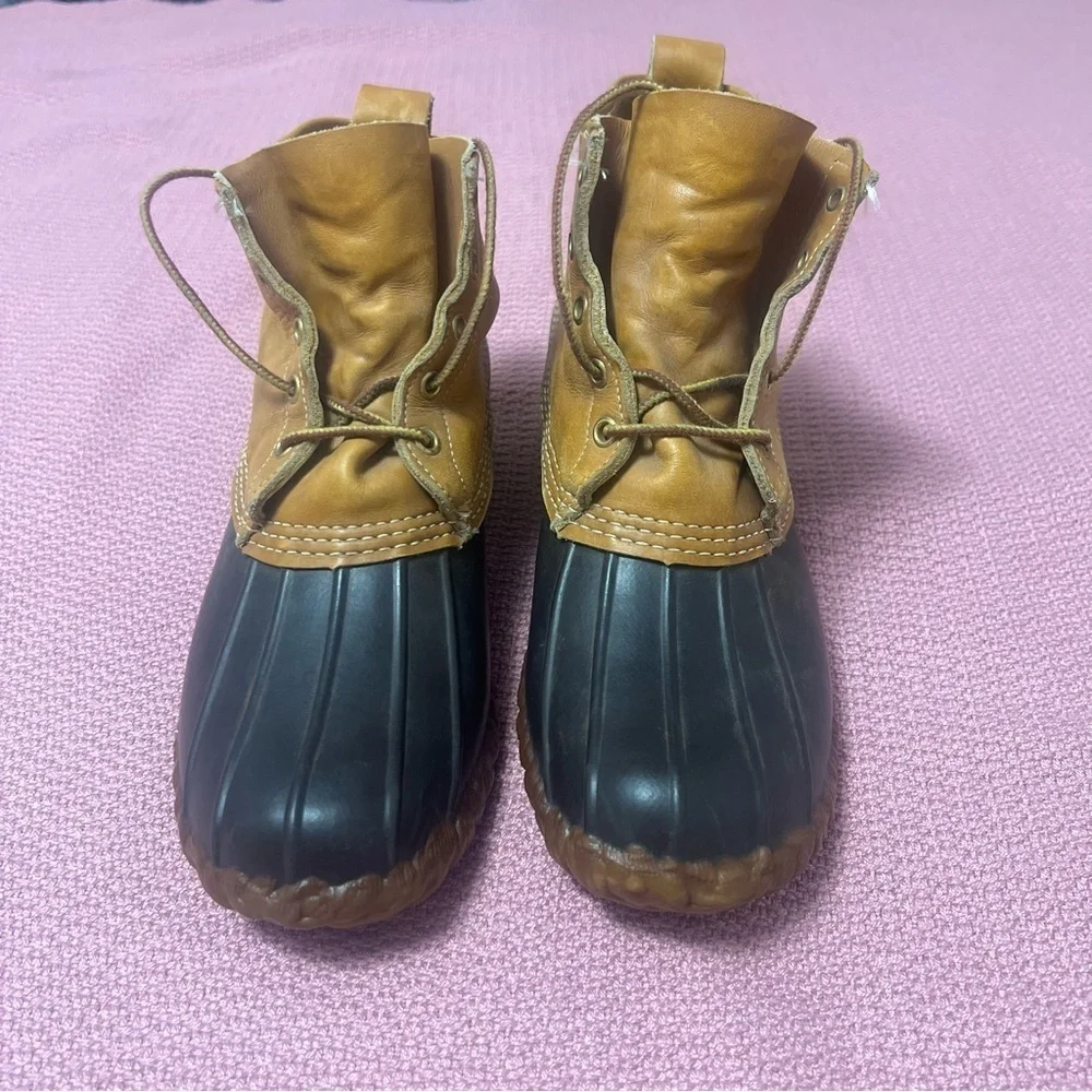 Vintage LL Bean Maine Hunting Shoe Unlined Brown Leather men’s 8